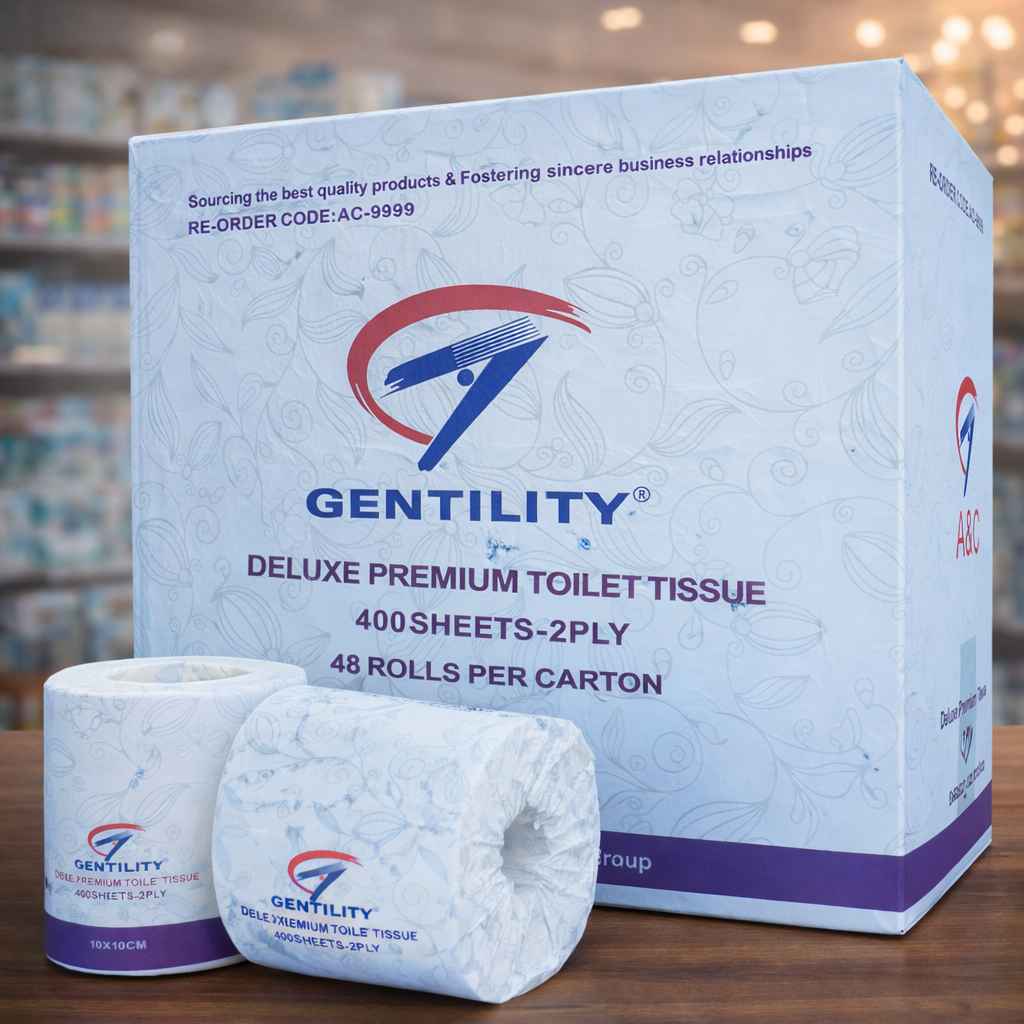 Gentility Deluxe Premium 2 Ply Toilet Paper - 400 Sheets || 48 Rolls Per Carton