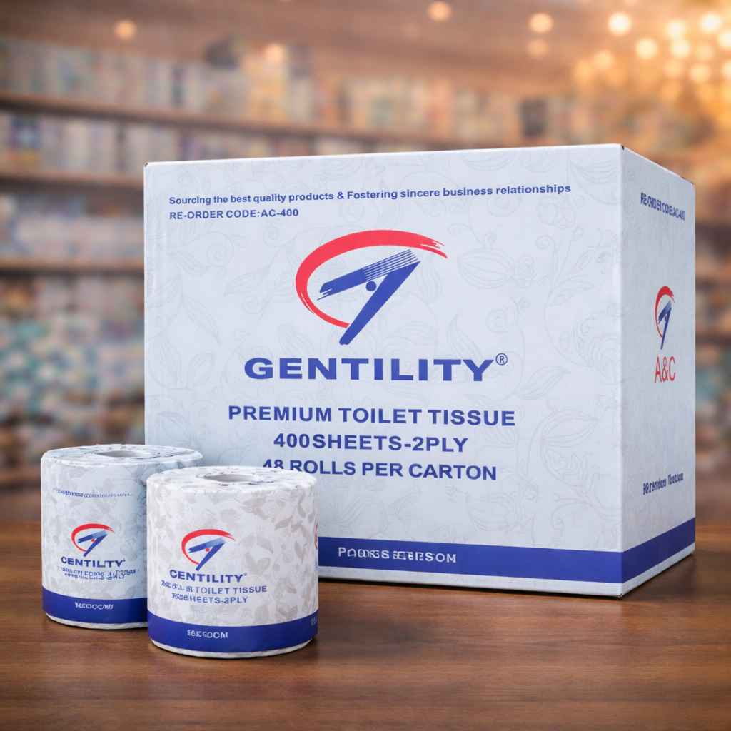Gentilty Premium 2 Ply Toilet Paper - 400 Sheets || 48 Rolls Per Carton