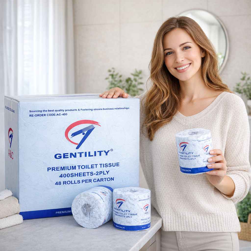 Gentilty Premium 2 Ply Toilet Paper - 400 Sheets || 48 Rolls Per Carton