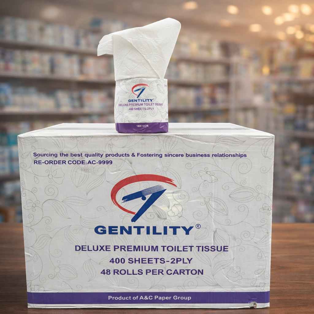 Gentility Deluxe Premium 2 Ply Toilet Paper - 400 Sheets || 48 Rolls Per Carton