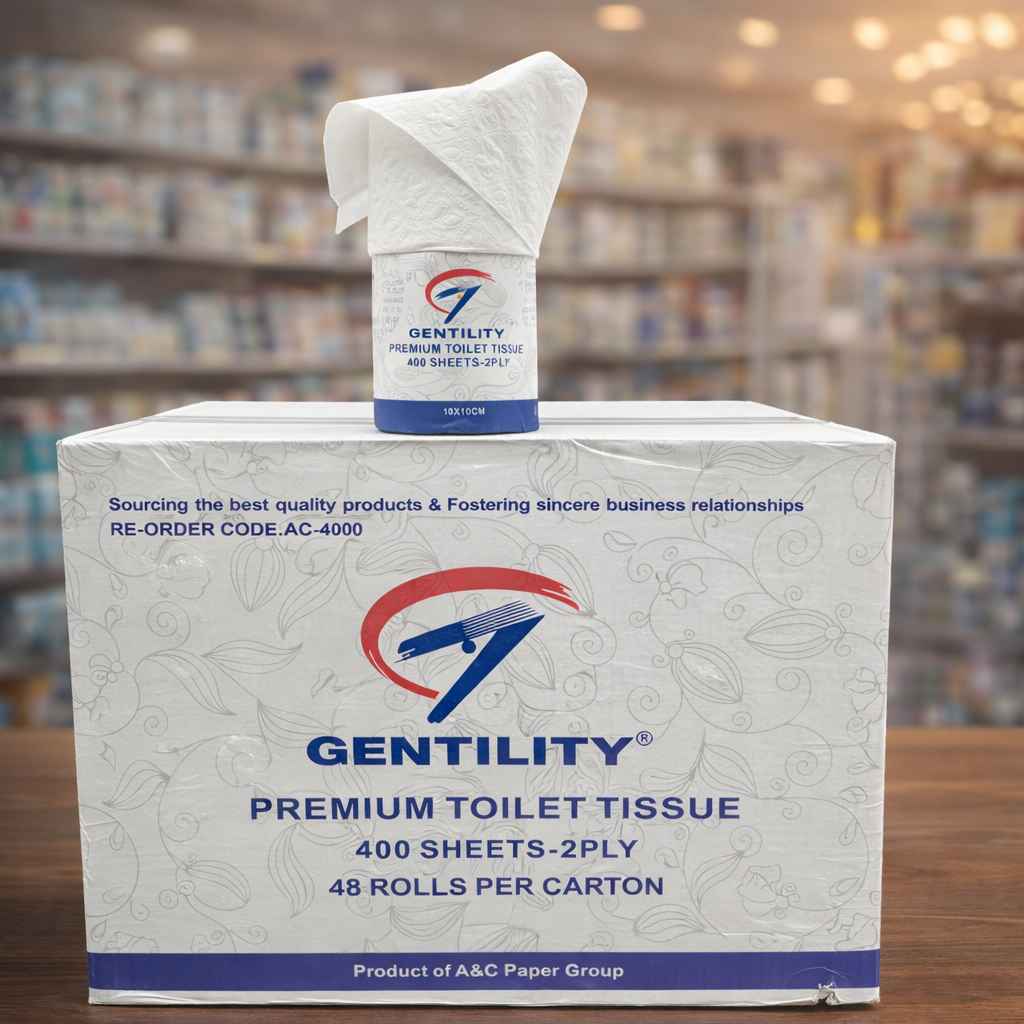 Gentilty Premium  2 Ply Toilet Paper - 400 Sheets || 48 Rolls Per Carton