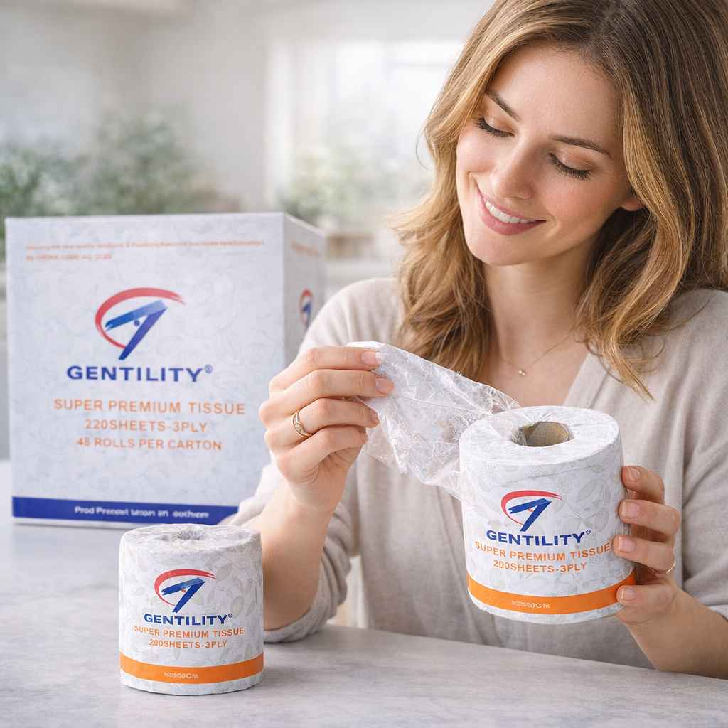 Gentility Super Premium 3 Ply Toilet Paper - 220 Sheets || 48 Rolls Per Carton