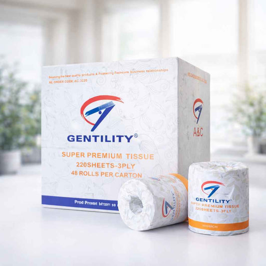 Gentility Super Premium 3 Ply Toilet Paper - 220 Sheets || 48 Rolls Per Carton